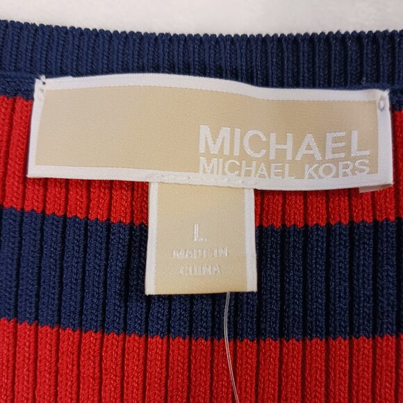 Michael Kors, NWT, Navy and Red Striped, Ribbed Knit, Tank Dress, Large , Midi - Picture 2 of 16